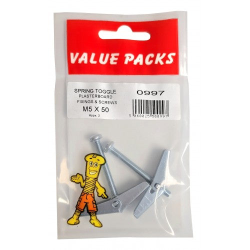 Spring Toggle Plasterboards Fixings And Screws M5 X 50 Pack Of 2 Spring Toggle Plasterboards Fixings And Screws M5 X 50 Pack Of 2